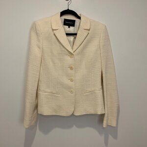 Lafayette 148 Women's Cream Tweed Suit Jacket size 6 button back detail